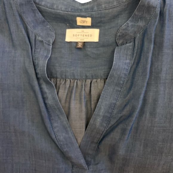 Loft "The Softened Shirt" Chambray Blouse - Picture 3 of 4